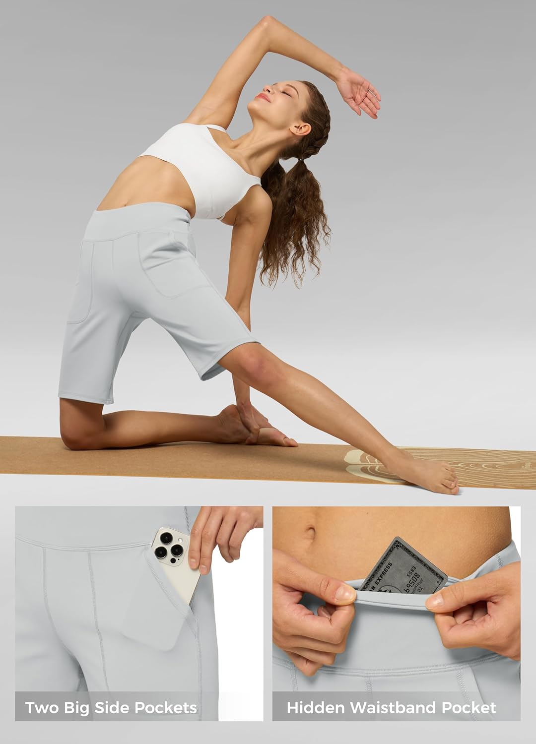 Thumbnail 3 de WILIIT Damen Shorts Sommer Sporthose Bermuda – High Waist, 7 Zoll Innennaht, 3 Taschen