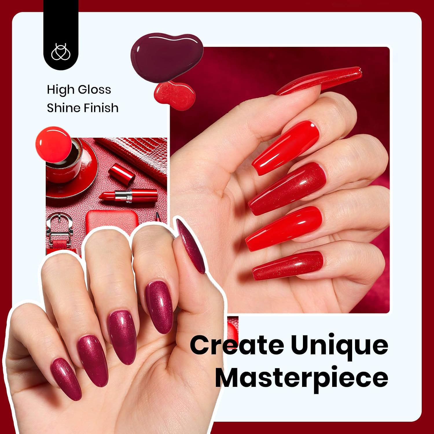 Detalle 2 de Beetles Red Gel Nail Polish Set 15ML 6 Colors 💅