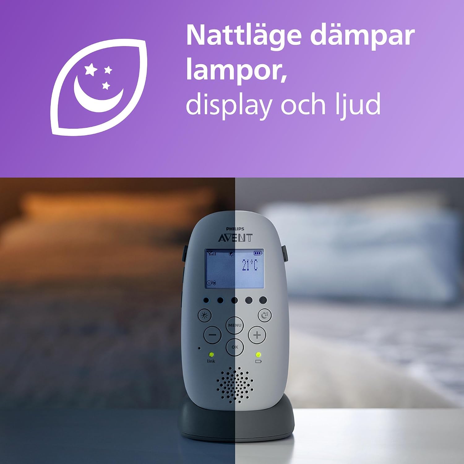 Thumbnail 6 de Philips Avent SCD733/26 DECT-ljudbabyvakt med stjärnprojektor och nattläge
