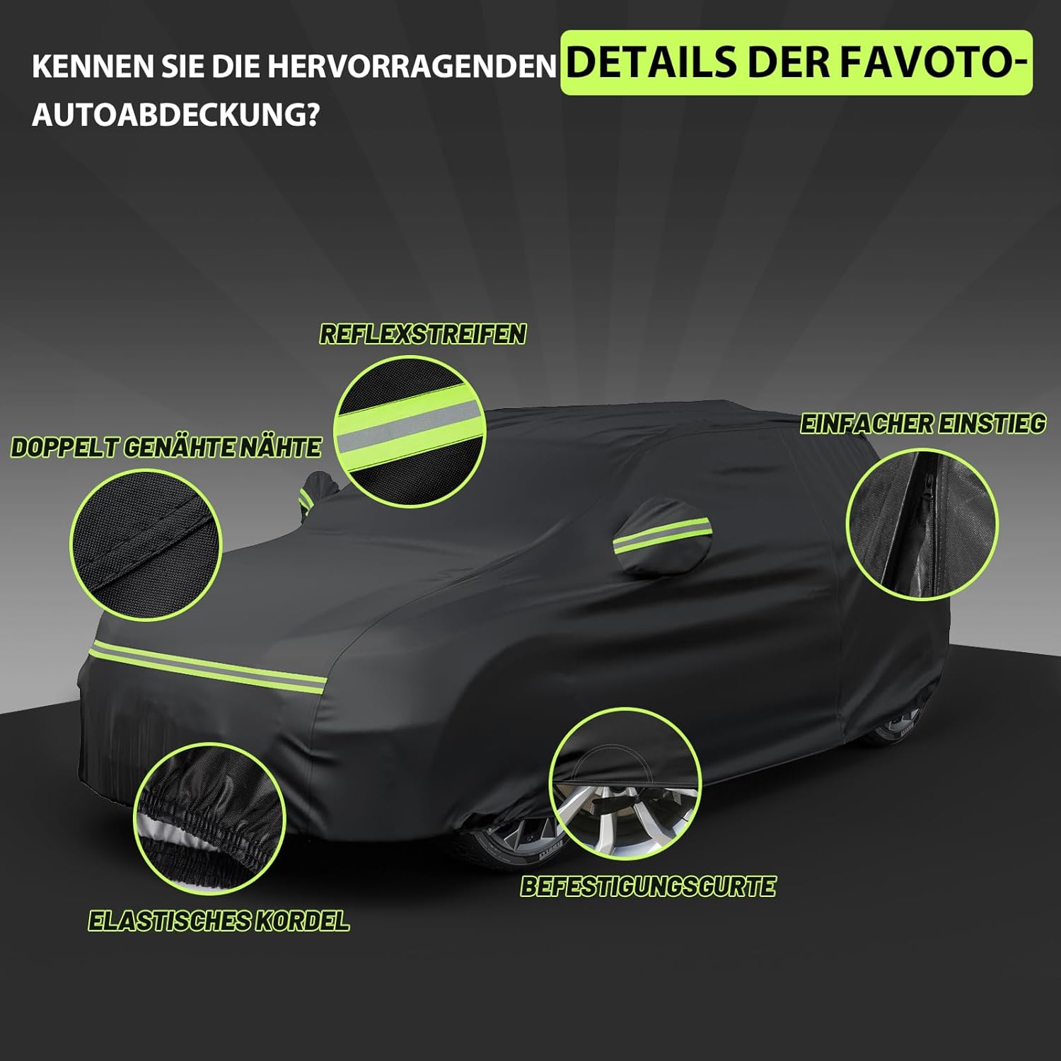 Thumbnail 5 de Favoto Autoabdeckung Winter Vollgarage für SUVs 430–460 cm, schwarz, 3 kg