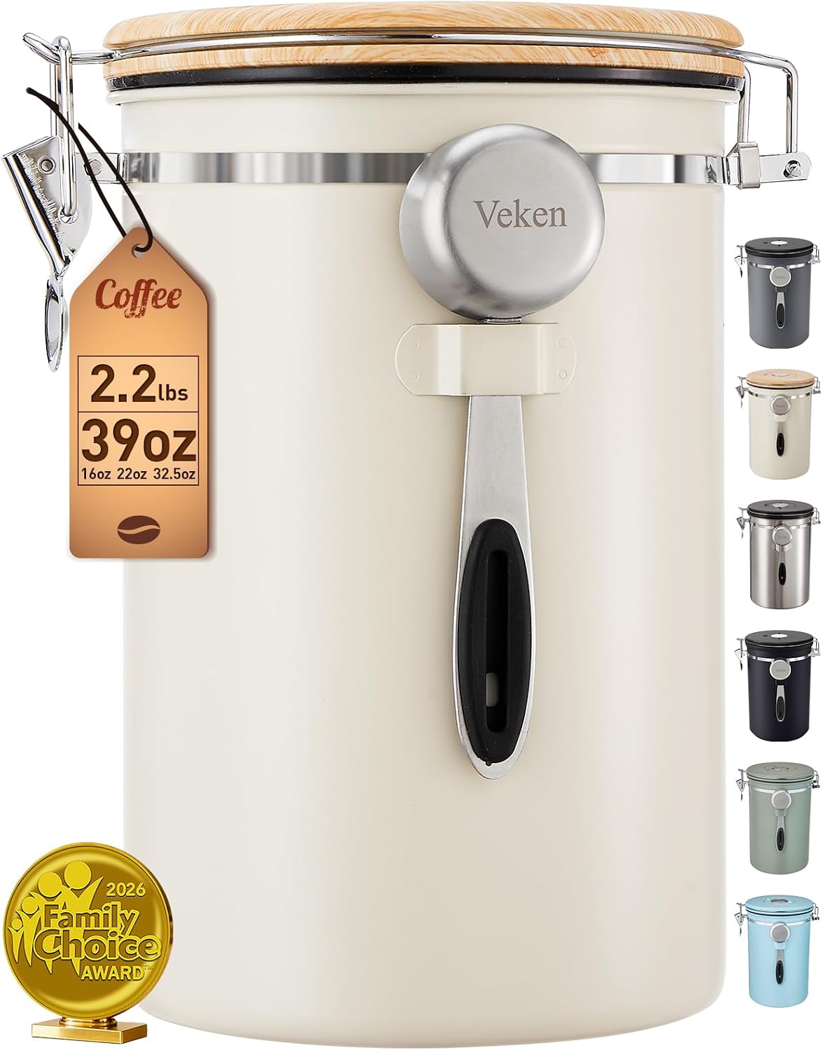 Detalle de Veken 39 OZ Coffee Canister airtight storage