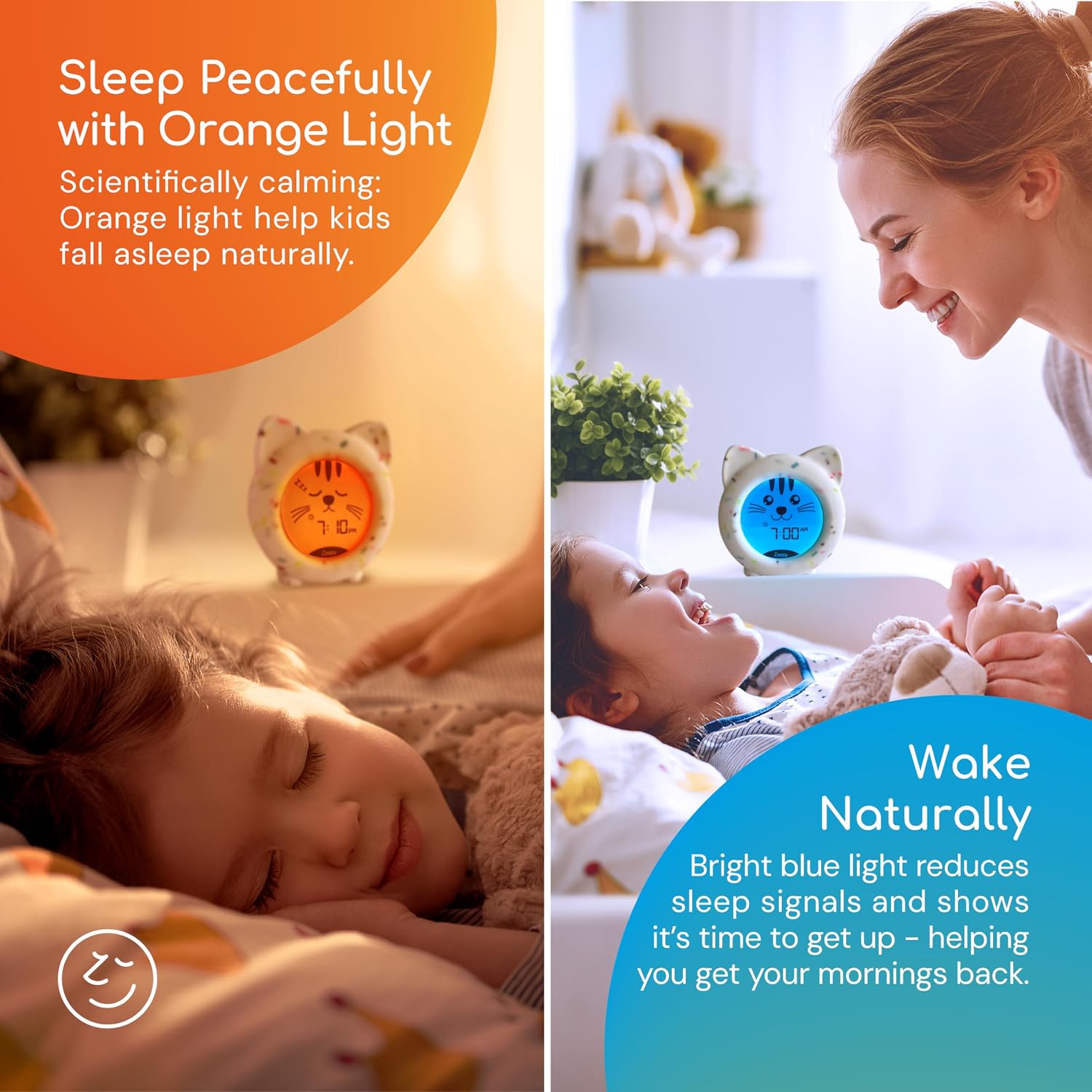 Detalle 2 de Zeepy 4-Phase Toddler Sleep Trainer Clock | Kip the Kitty