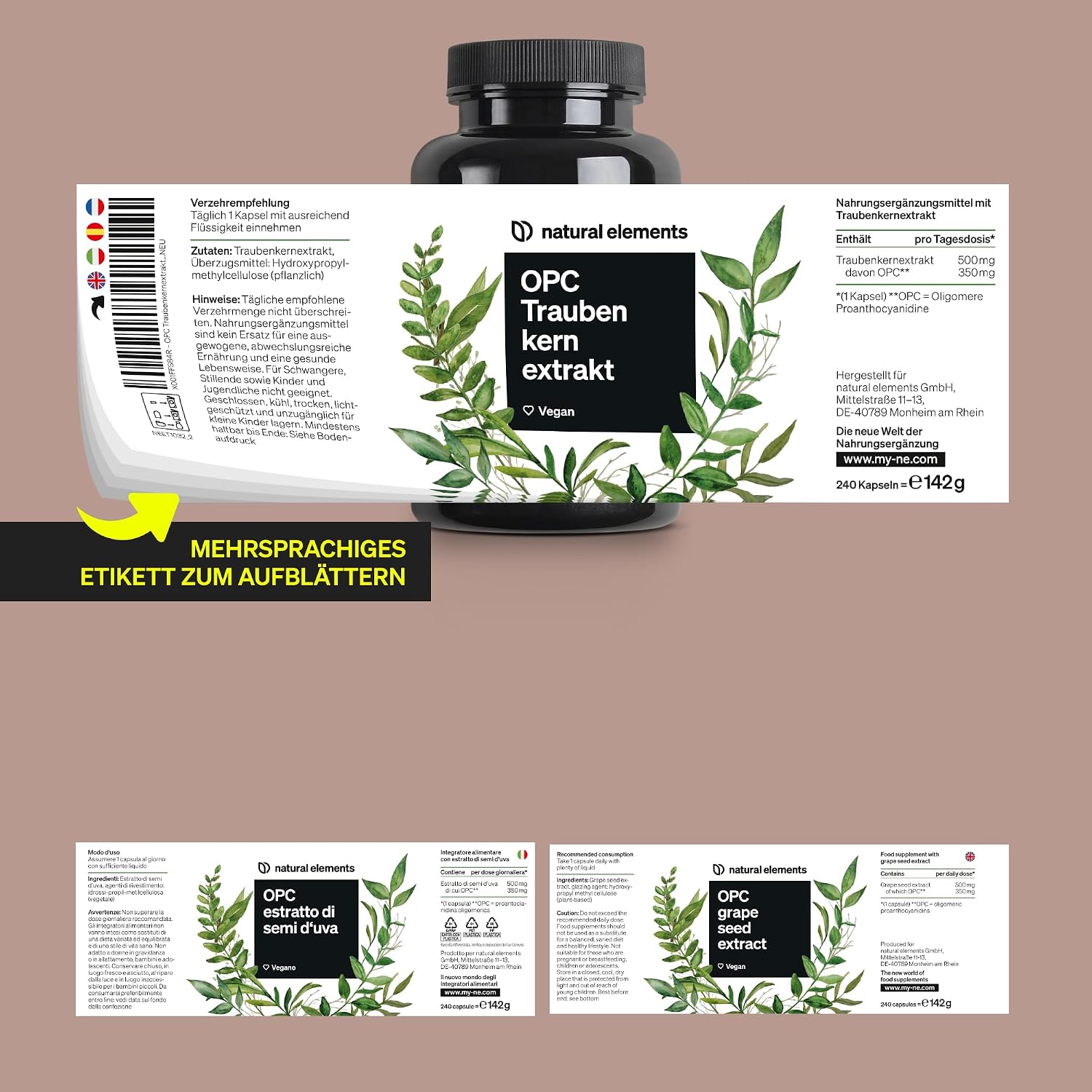 Detalle 2 de natural elements OPC Traubenkernextrakt 240 Kapseln đ