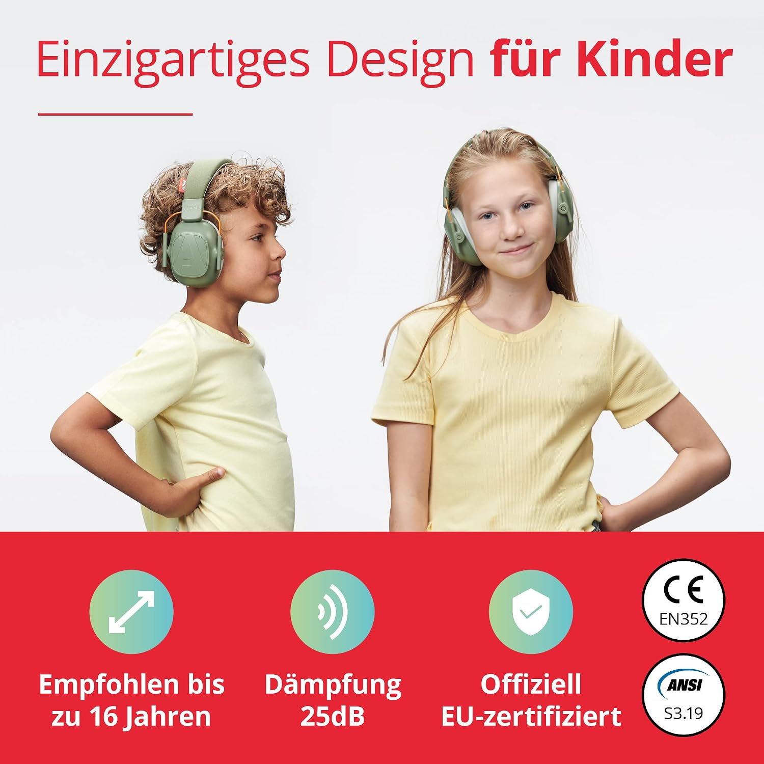 Thumbnail 1 de Alpine Muffy Lärmschutz-Kopfhörer für Kinder bis 16 Jahre (Grün) – komfortabler Gehörschutz