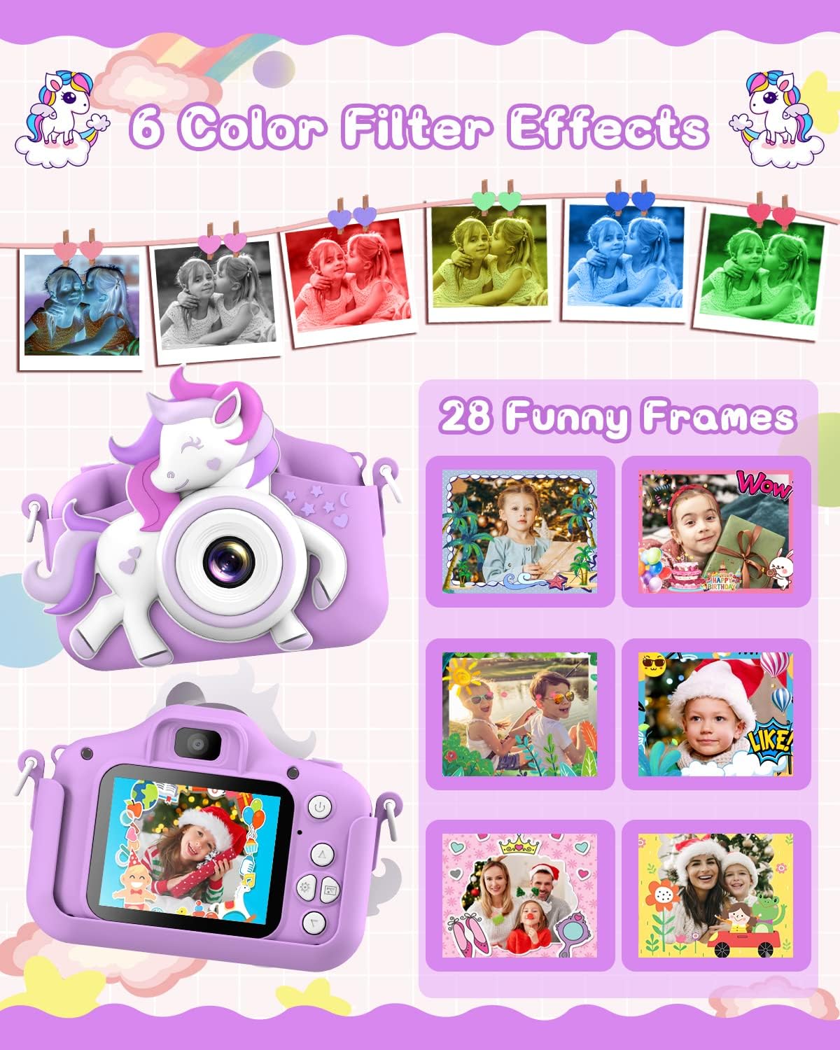 Detalle de Kinderkamera Gofunly 1080P mit 2,0-Zoll