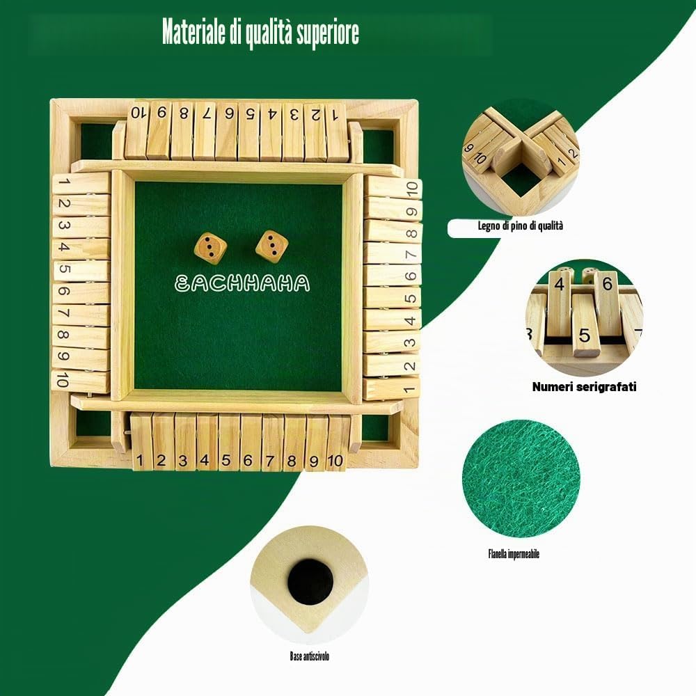 Thumbnail 1 de EACHHAHA Shut The Box 4 giocatori – Gioco da tavolo in legno per famiglia e allenamento logico