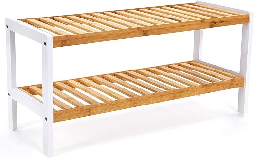 Detalle de SONGMICS LBS02H Zapatero de Bambú, 2 Niveles para Hogar