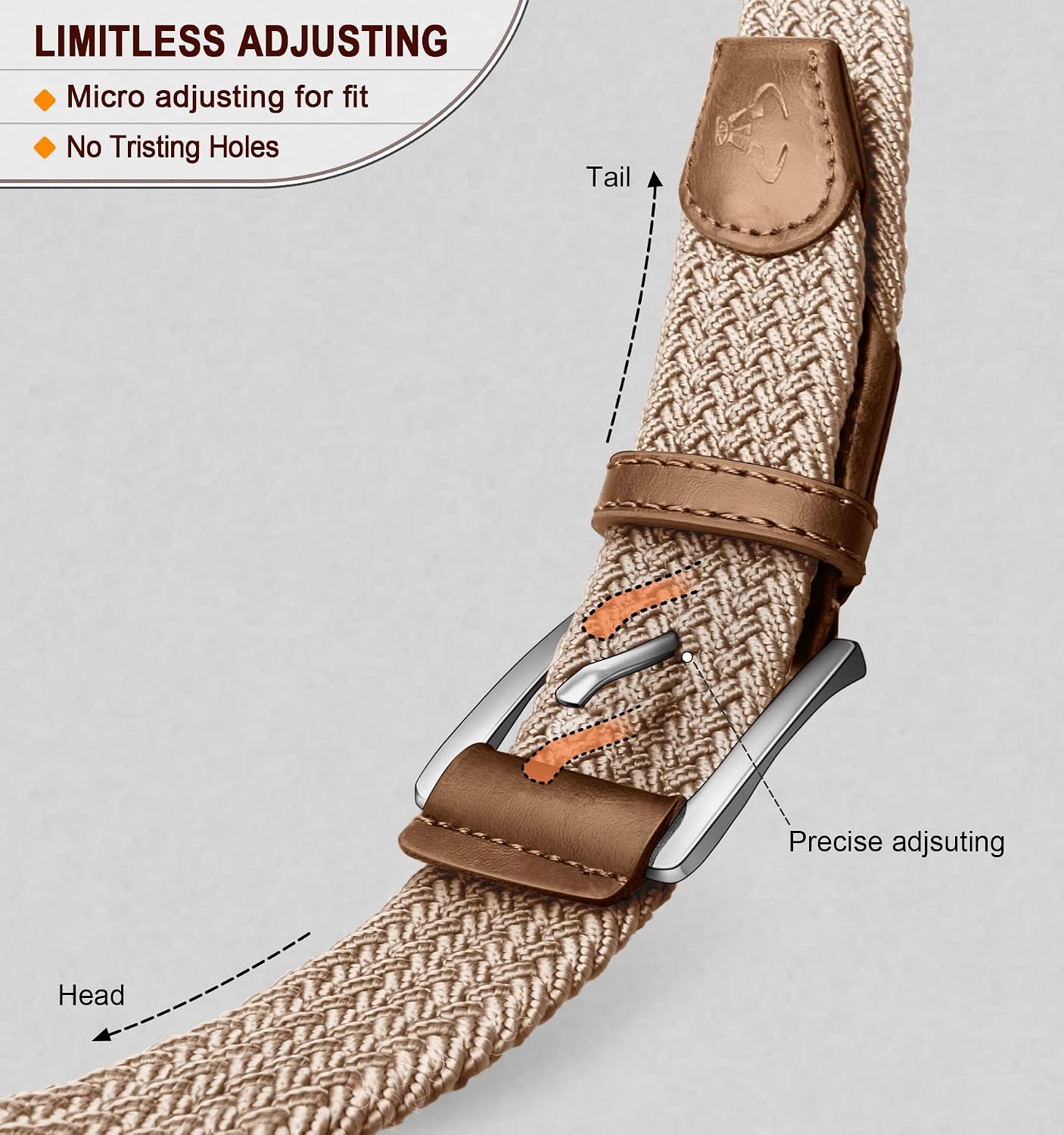 Thumbnail 2 de BULLIANT Mens Belt: Elasticated Stretch Weave Belt 1 3/8" – Casual Braided Golf Belt for Men and Women