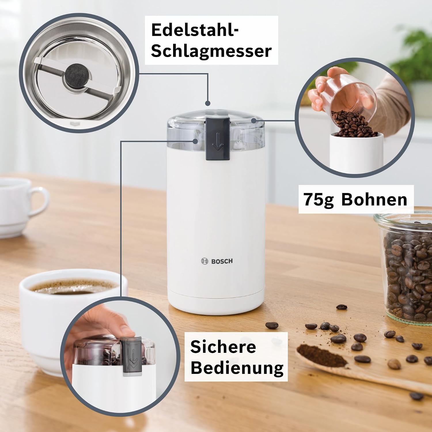 Detalle de Bosch TSM6A011W Kaffeemühle 180 W