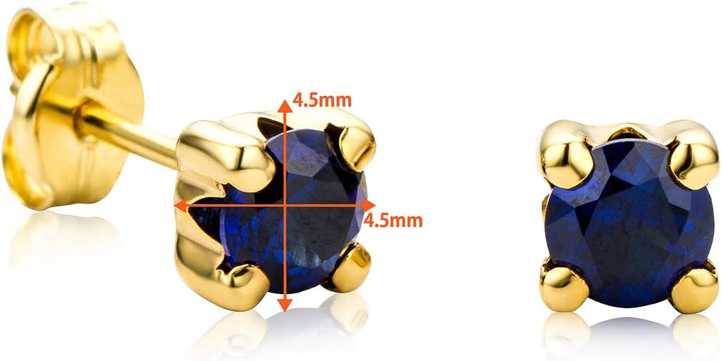 Thumbnail 2 de Orovi Boucles d'Oreilles Femme Or Blanc/Jaune 9 Carats with Émeraude/Rubis/Saphir/Zircon Cubique – Clous Griffes Faits à la Main