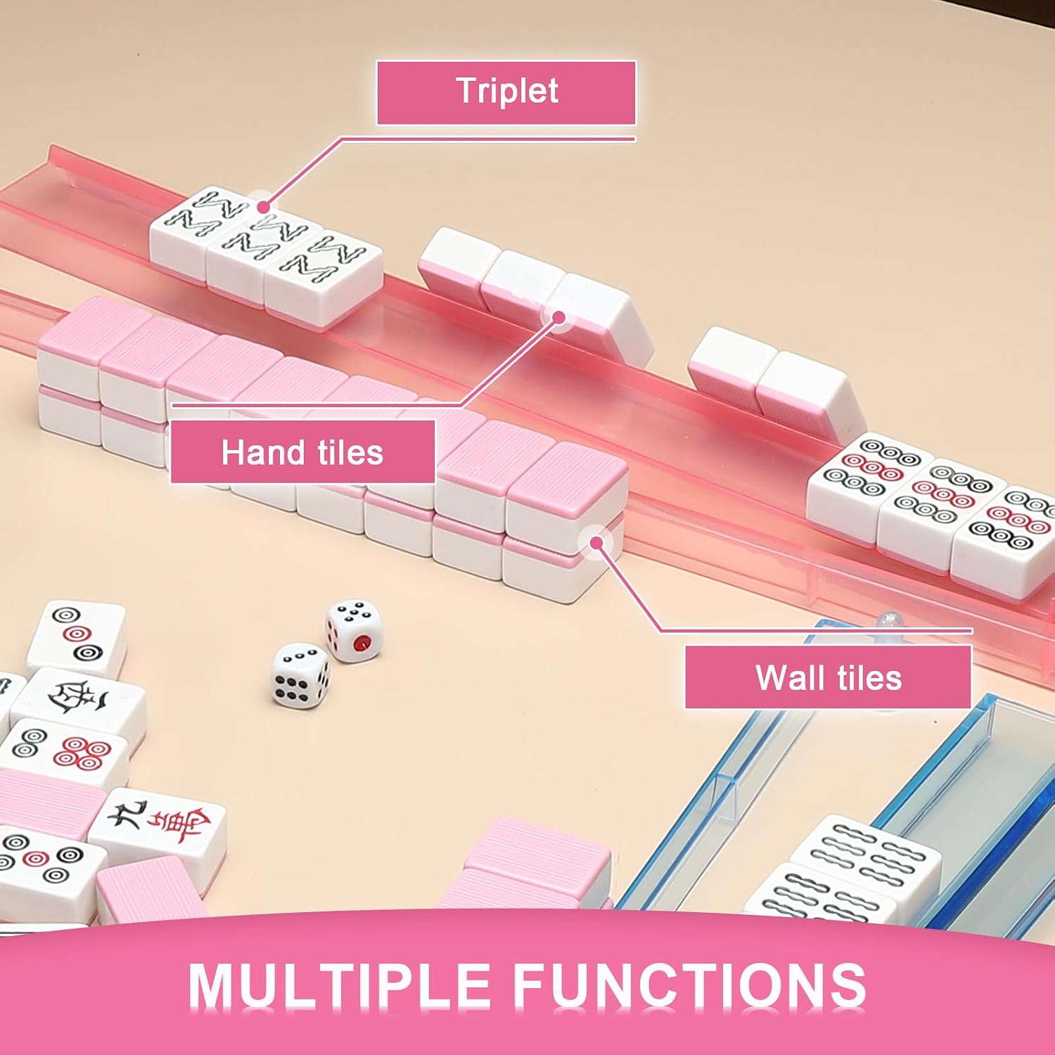 Detalle de Niflirt Mahjong Racks with Pushers 4PCS Set: Clear Acrylic Tile Holders for American Mahjong