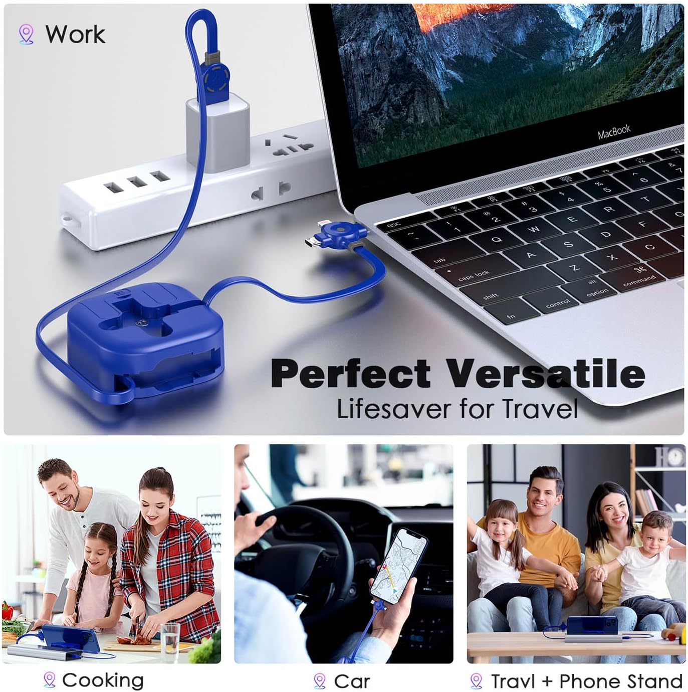 Thumbnail 3 de ASICEN Multi Charger Cable 1.2m — 3‑in‑1 retractable cable