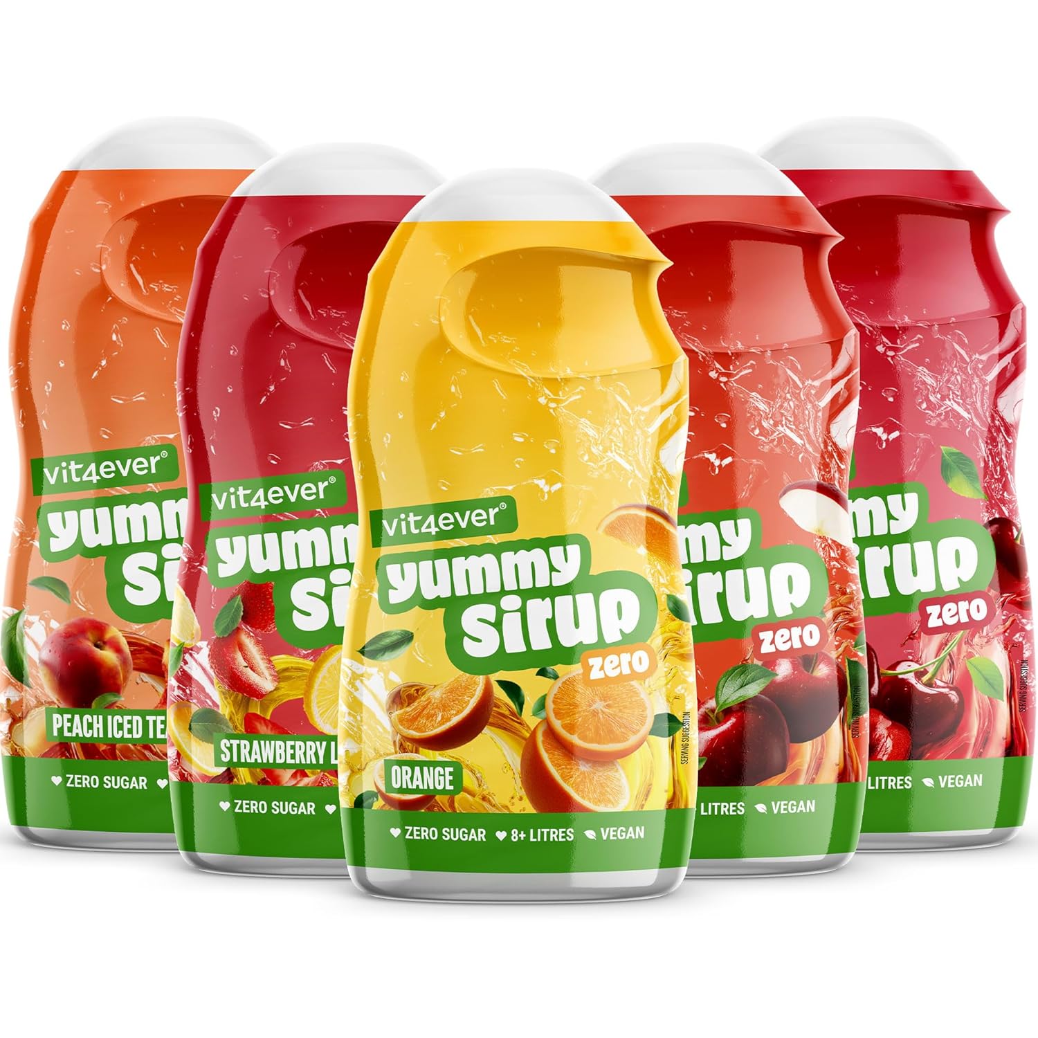 Detalle 2 de vit4ever Yummy Sirup Zero Mixed Box 1,5 x 65 ml – zuckerfrei, kalorienfrei, hochkonzentriert