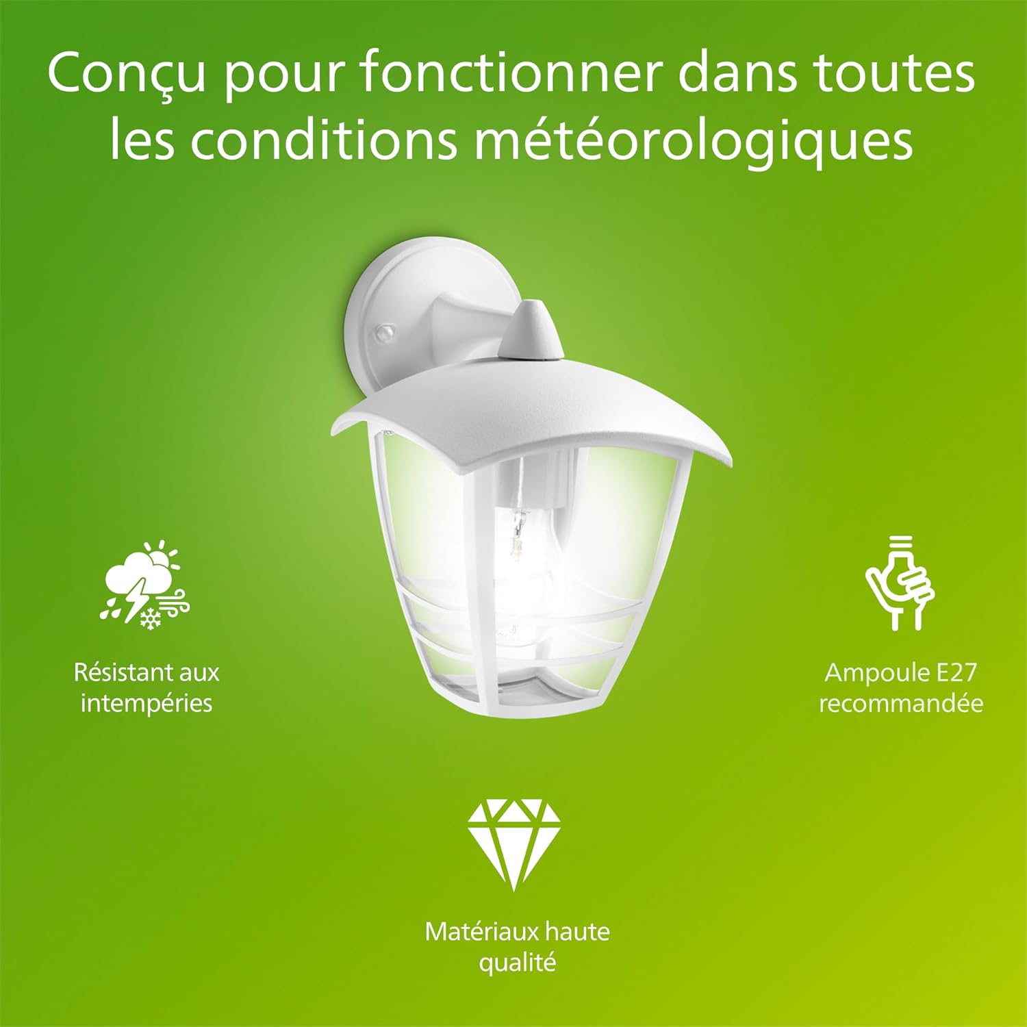 Thumbnail 2 de Philips Mygarden Creek: Applique murale d'extérieur en blanc, IP44