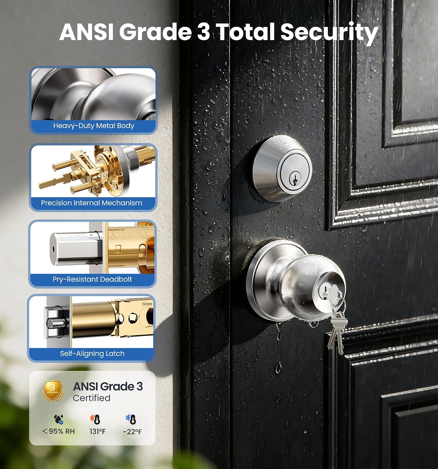 Detalle 2 de Veise Door Knob and Deadbolt Set, Satin Nickel