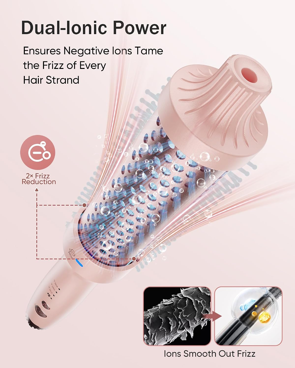 Thumbnail 4 de VIKICON PRO 1.5-Inch Heated Round Brush, Pink, Dual Ions and Airflow Heat