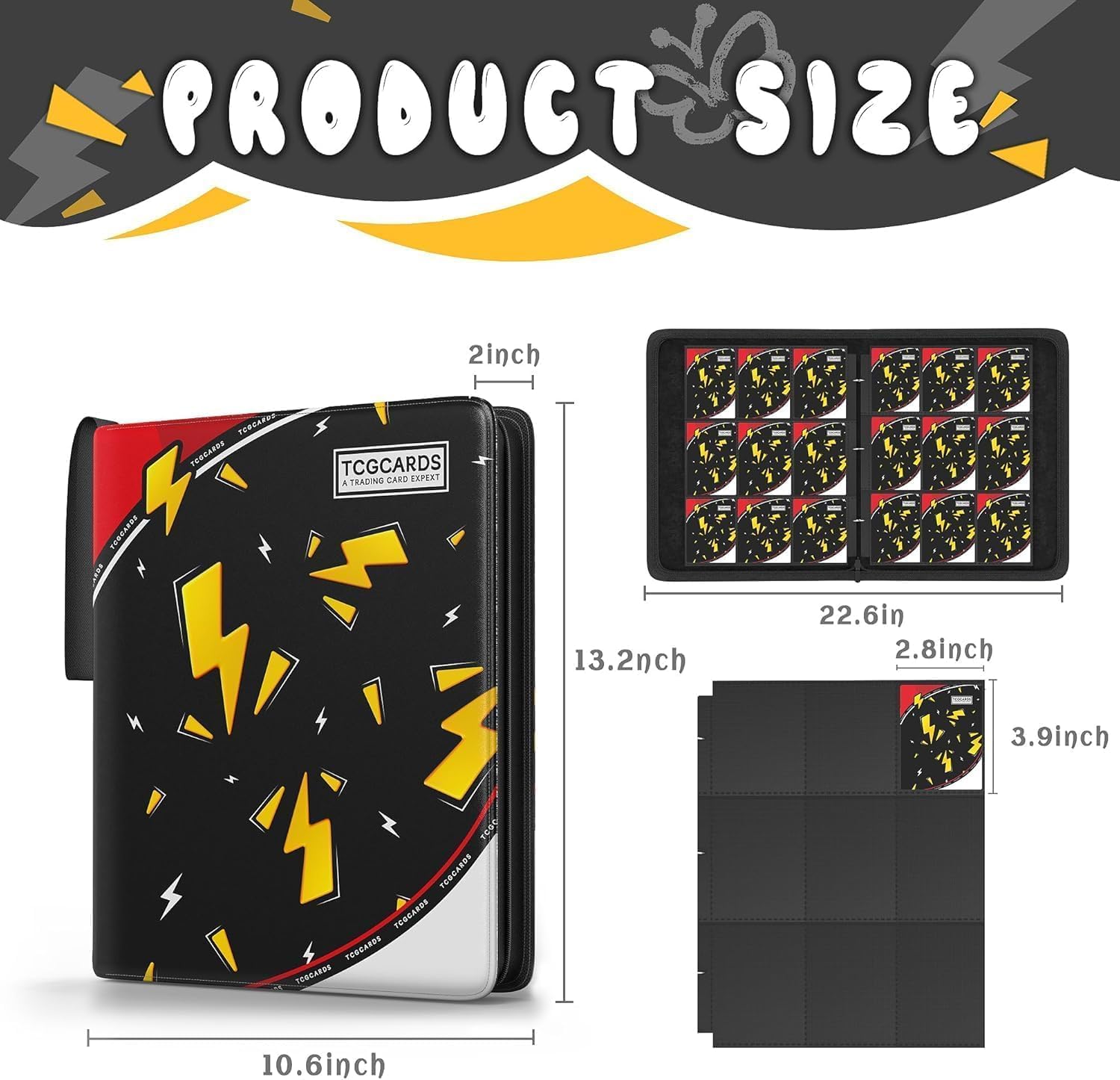 Thumbnail 1 de Trading Card Binder 9 Pocket: 900-Card Capacity with 3-Ring Zip Design