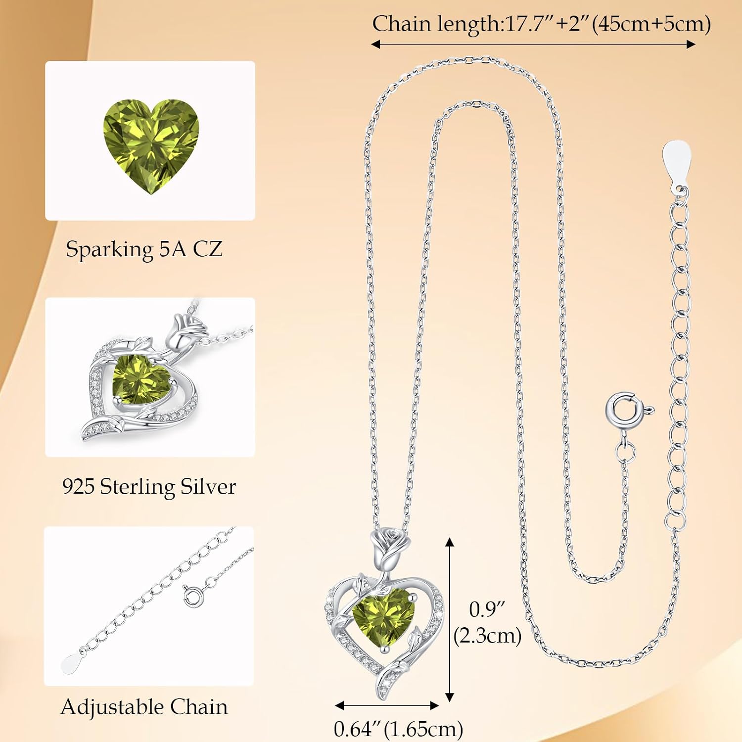 Thumbnail 4 de Collier cœur en argent 925 MISUMOR avec zircon cubique 5A