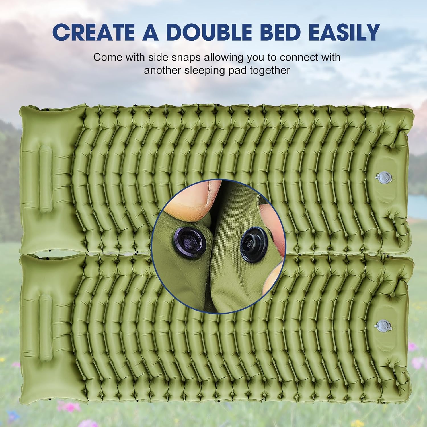 Thumbnail 5 de Pretyw Sleeping Pad for Camping – Ultralight 4-Inch Thick with Built-In Pillow and Foot Pump