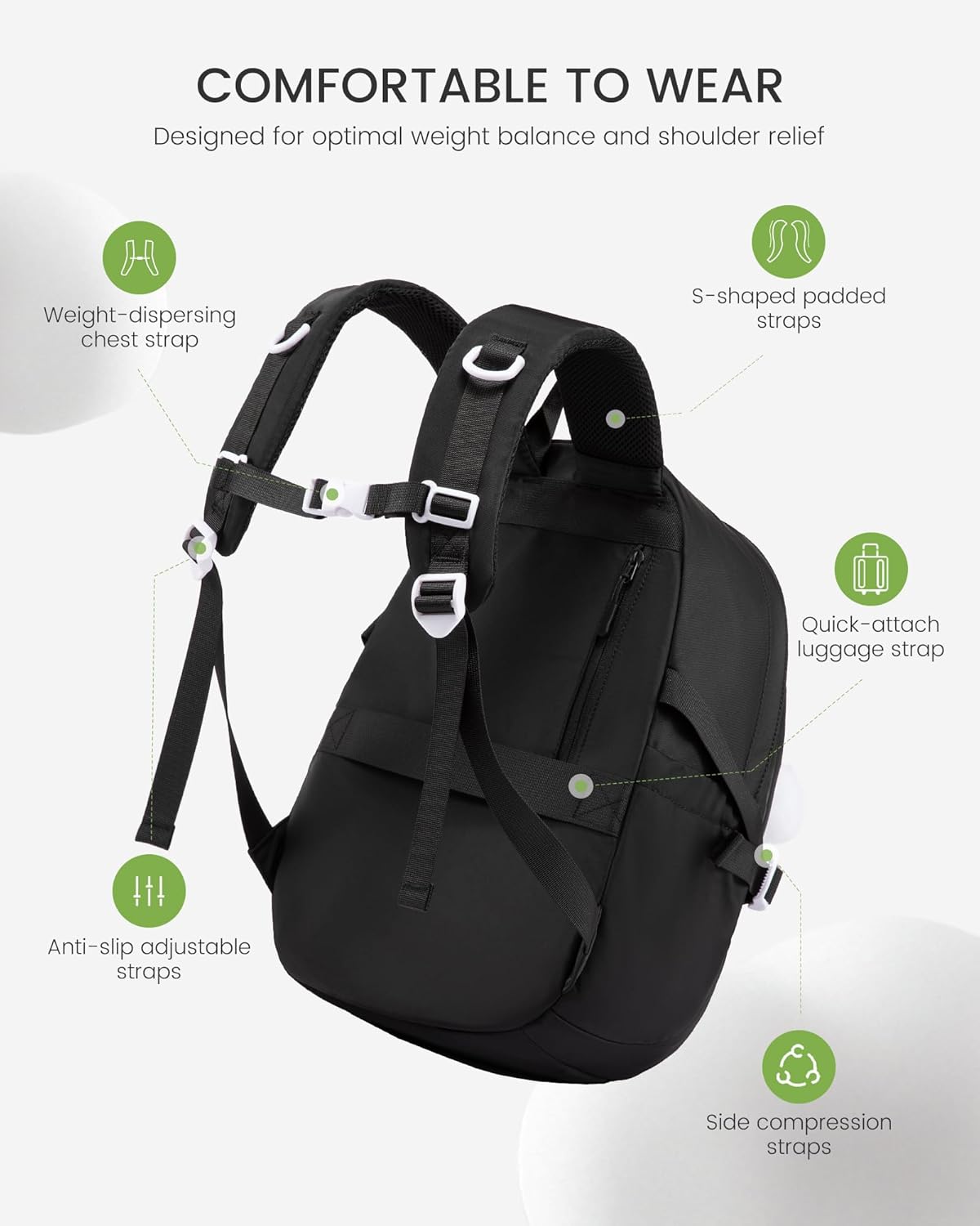 Detalle de LOVEVOOK Schulrucksack Teenager Mädchen Damen 17,3 Zoll – wasserabweisender Laptop-Rucksack mit Brustgurt und Anti-Diebstahl-Fach