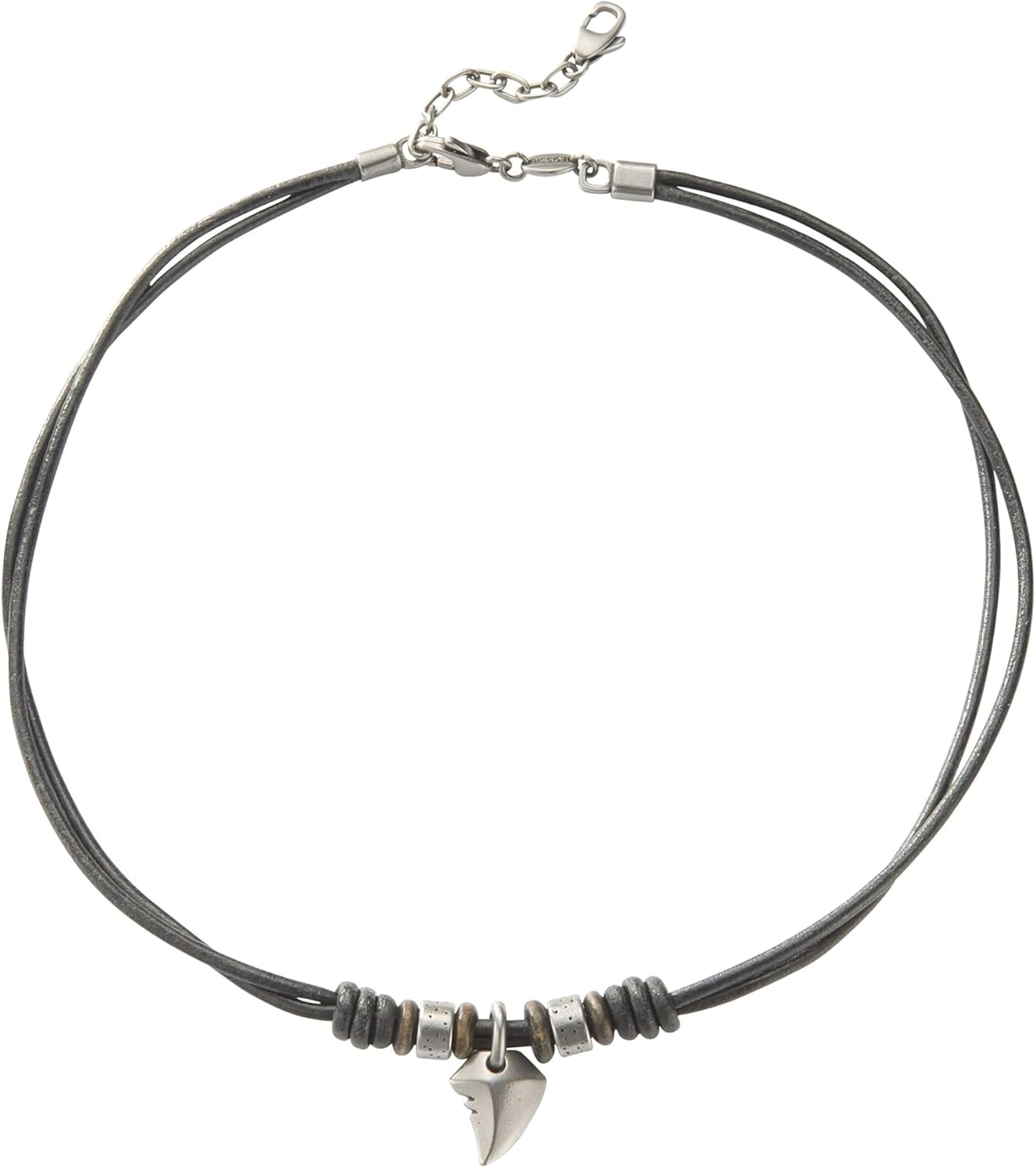 Detalle de Fossil Herren-Kette Natural Surfer aus Edelstahl & Leder (schwarz), 42–47 cm – JF85832040