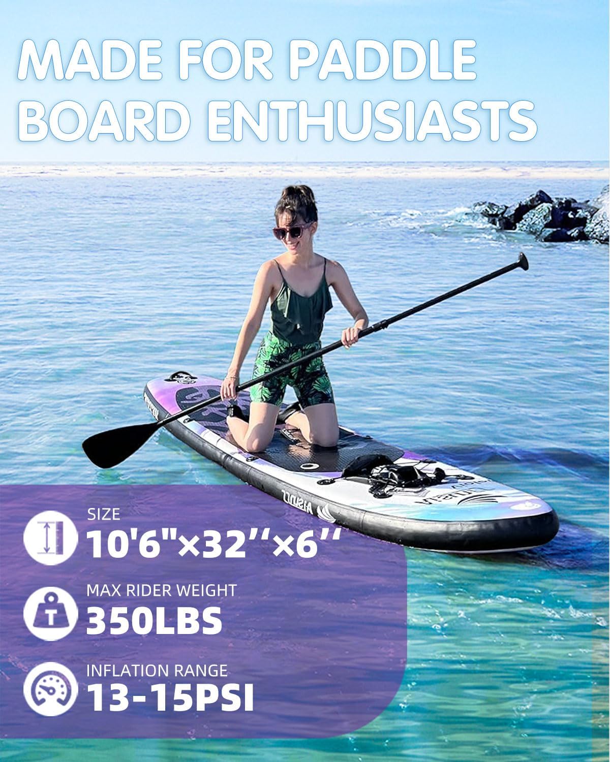 Thumbnail 1 de AISUNSS Aufblasbares Paddleboard Purple Coral – Breites, stabiles SUP-Board-Set mit umfangreichem Zubehör