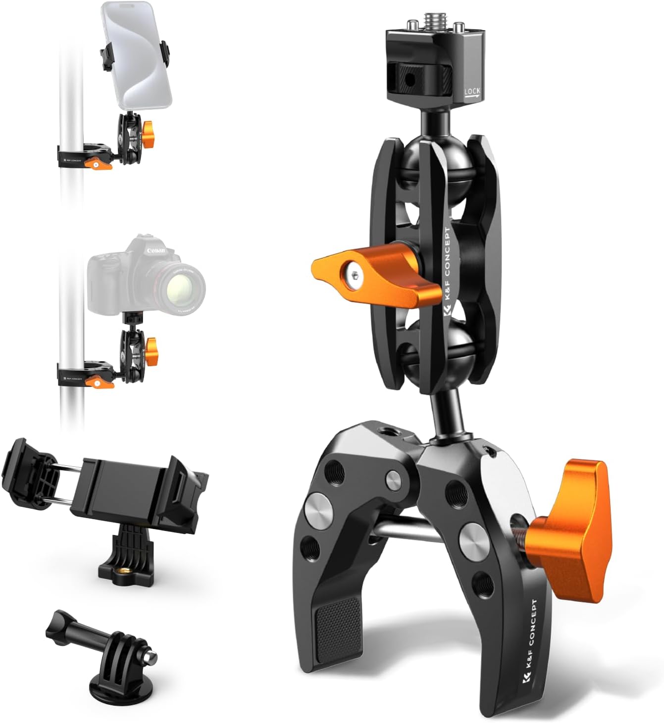Detalle de K&F CONCEPT MS13 Braccio Magico con Super Clamp e snodo a sfera 360°