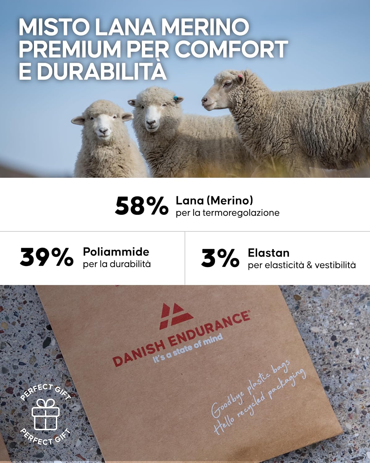 Detalle 1 de Danish Endurance calzini lana merino 2 paia