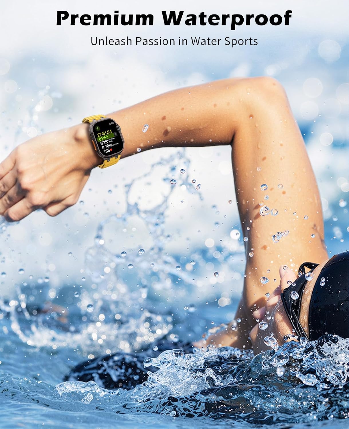 Detalle de TiMOVO Ocean Strap for Apple Watch Ultra 3/2/1 49mm – breathable silicone sports band with metal connector