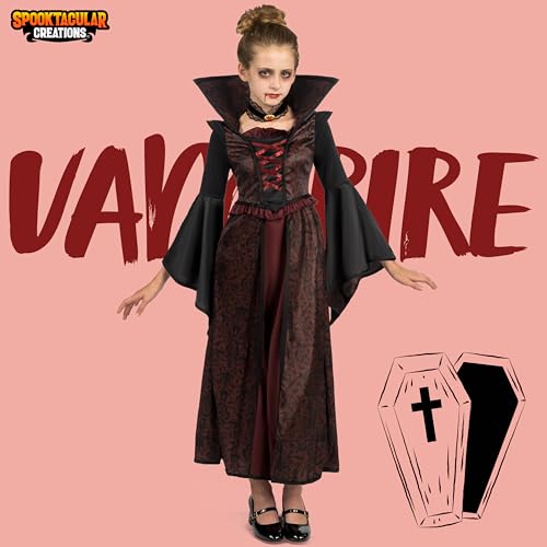 Detalle de Spooktacular Creations, costume de vampire pour fille avec robe longue gothique