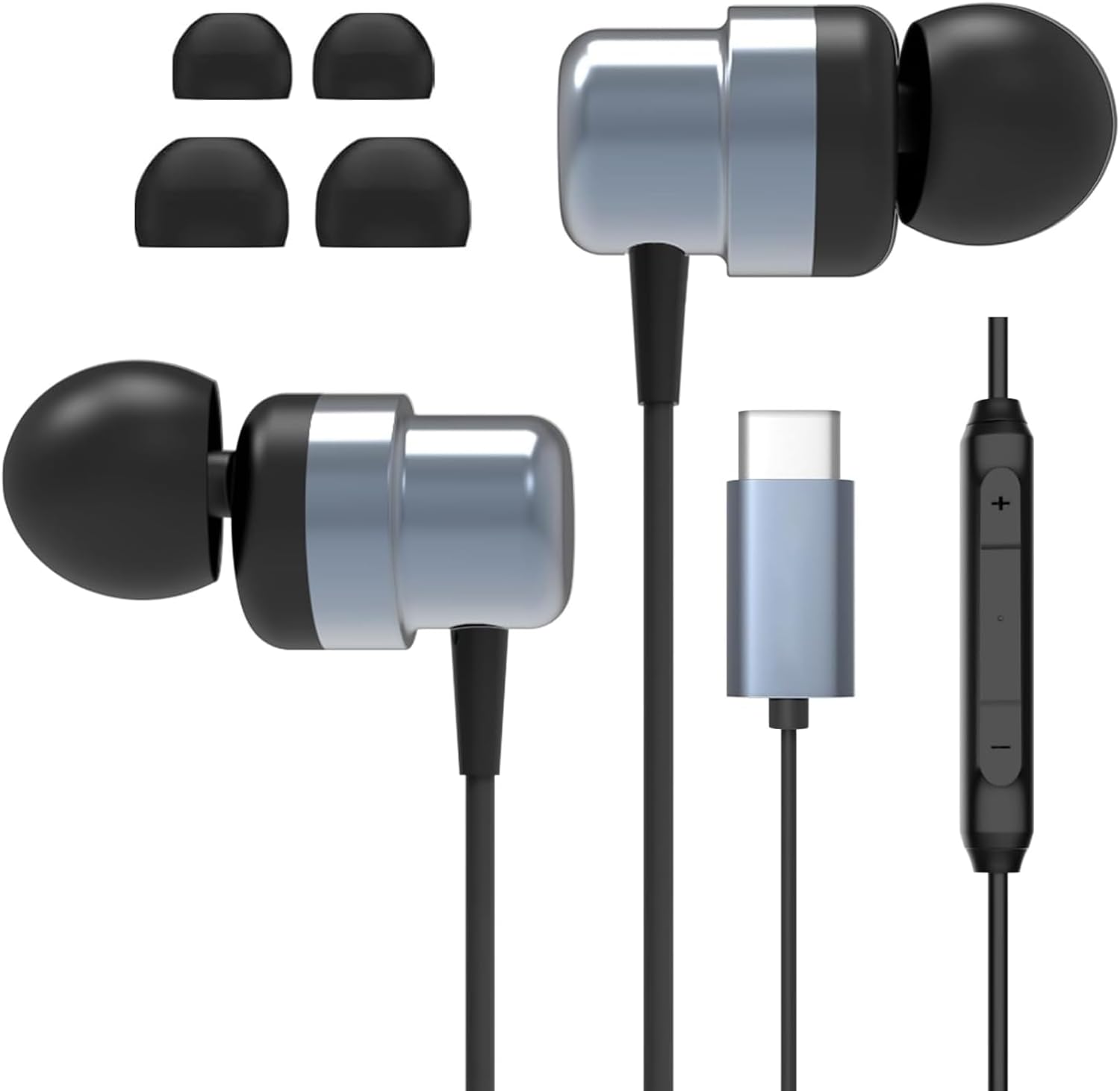 Detalle de Ruilezyo USB-C Kopfhörer Graues, In-Ear mit Mikrofon – umfassende Kompatibilität & kompakter Klang