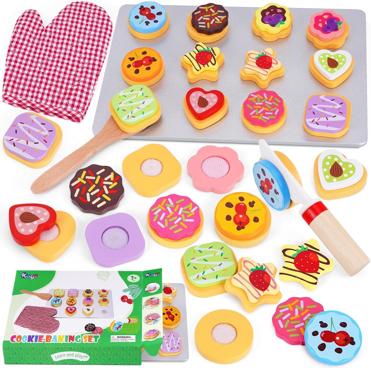 Detalle de Wooden Cookie Play Food Set with 12 Cookies
