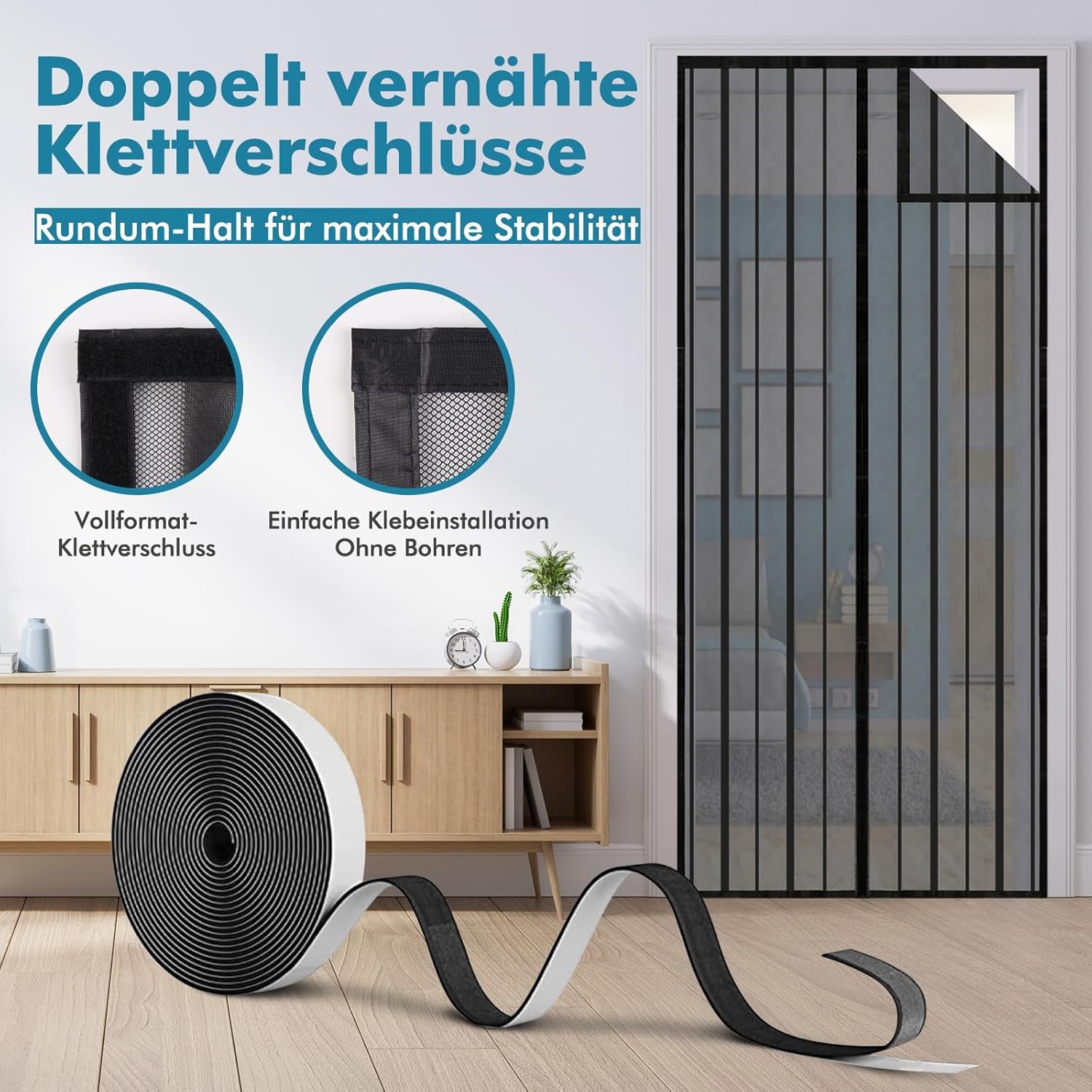 Thumbnail 3 de Sekey Magnet Fliegengitter für Balkontür (ohne Bohren) – Türvorhang 95x215 cm, schwarz