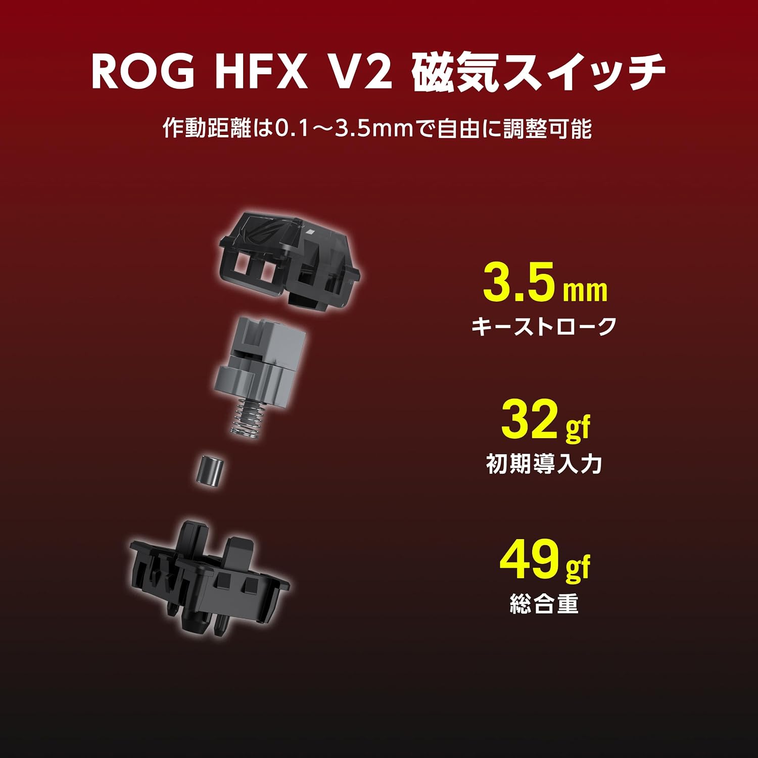 Detalle de ASUS ROG Falchion Ace 75 HE レッド 75%ゲーミングキーボード、磁気スイッチ・ラピッドトリガー対応