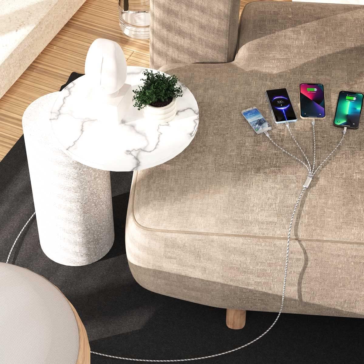 Detalle 2 de 10ft 4-in-1 Multi Charging Cable (2-Pack) — 2 Pack, 10ft Each, USB-C/Lightning/Micro USB for All Your Devices