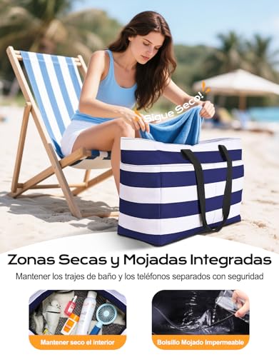 Detalle de CIRYCASE Bolso Playa Mujer 2 en 1: Nevera Desmontable, 54L, Impermeable y Plegable