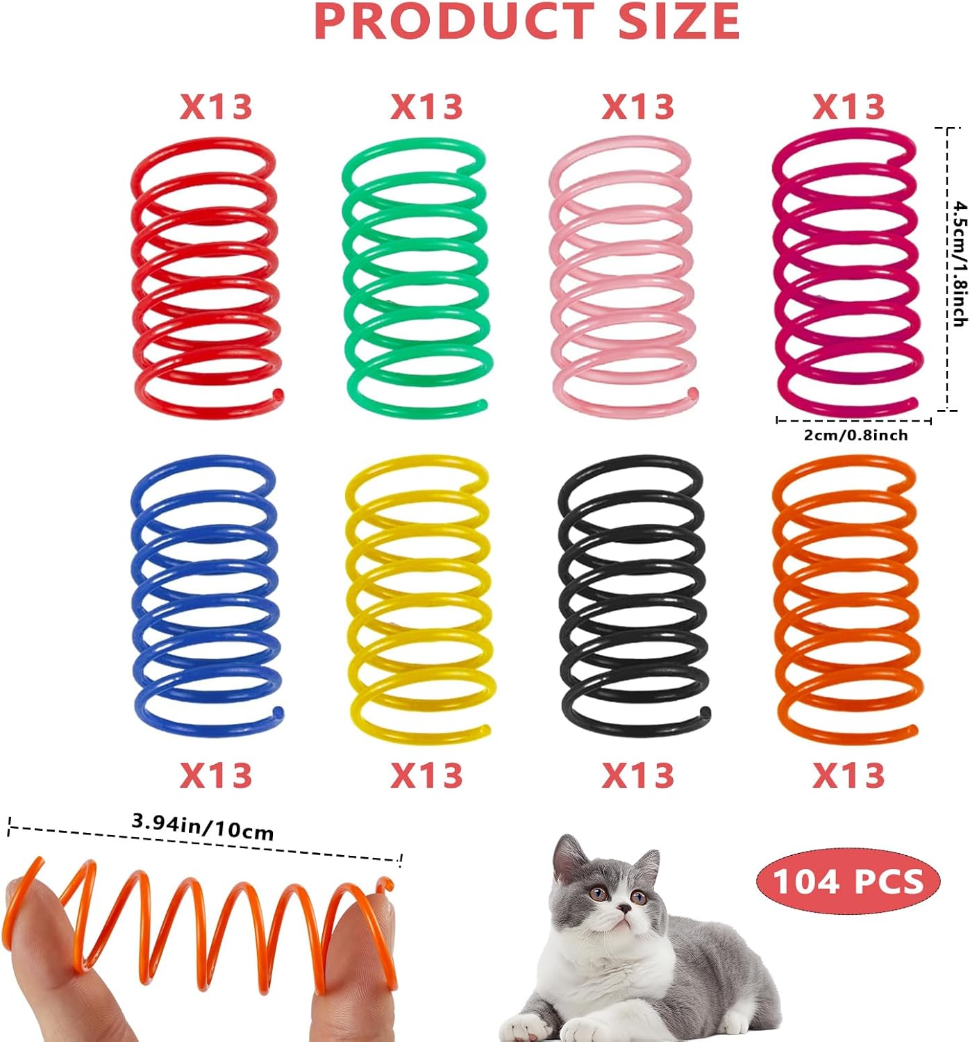 Thumbnail 1 de DMwespe 104 Pcs Cat Spring Toy review: a vibrant indoor chase set for kittens and cats