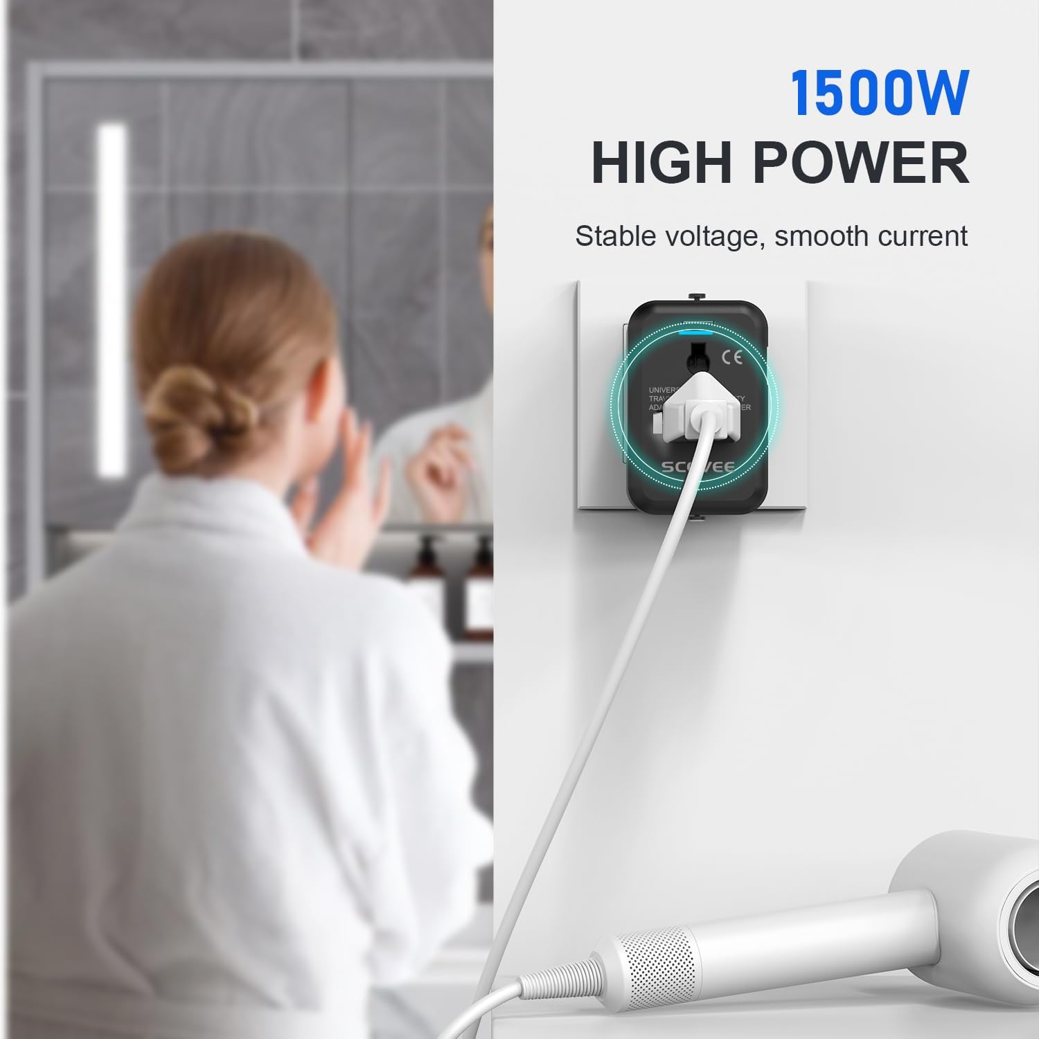 Detalle 2 de Universal Reiseadapter mit USB‑C und USB‑A 🌍🔌