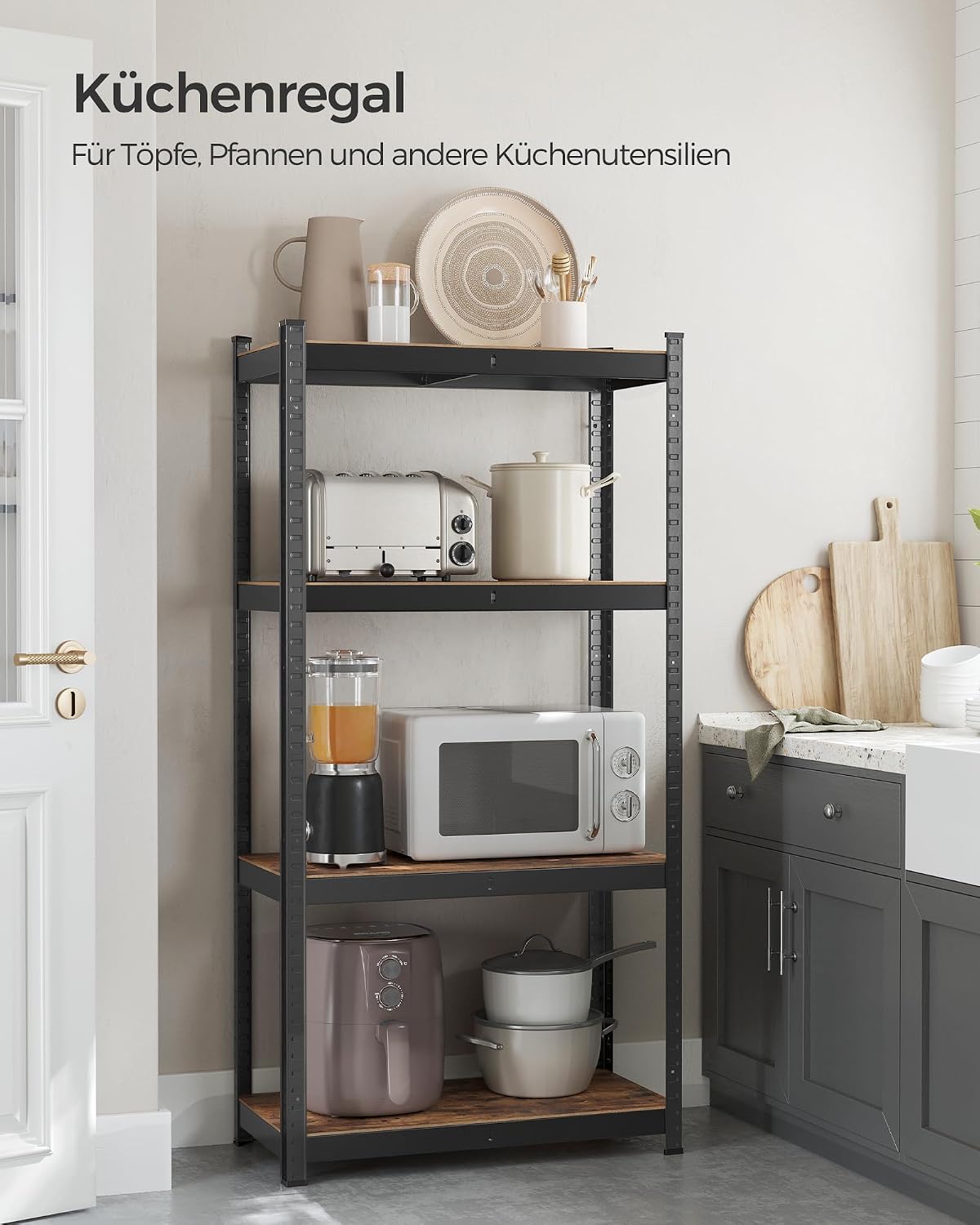 Thumbnail 3 de SONGMICS Standregal GLR044B11 mit 4 Ablagen, verstellbar, 40 x 80 x 160 cm – bis 520 kg belastbar (vintagebraun-schwarz)