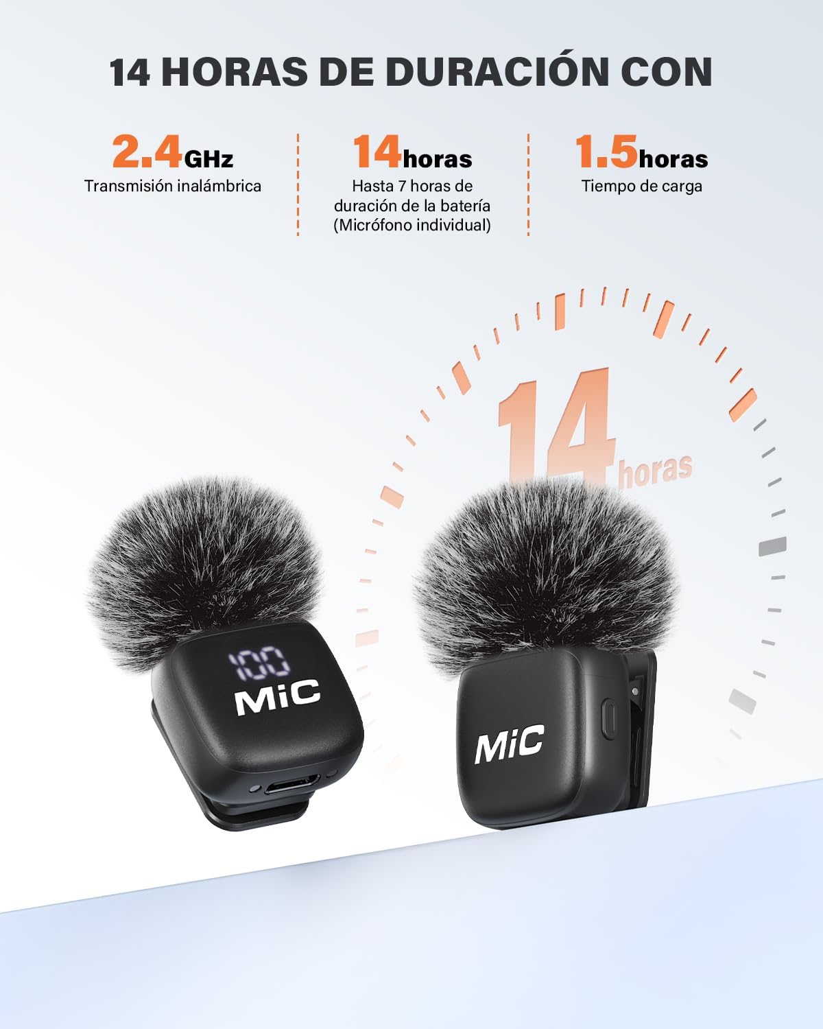 Detalle 2 de Micrófono Lavalier Inalámbrico 2 en 1 para iPhone y Android - Pack 2 de WARM BOX