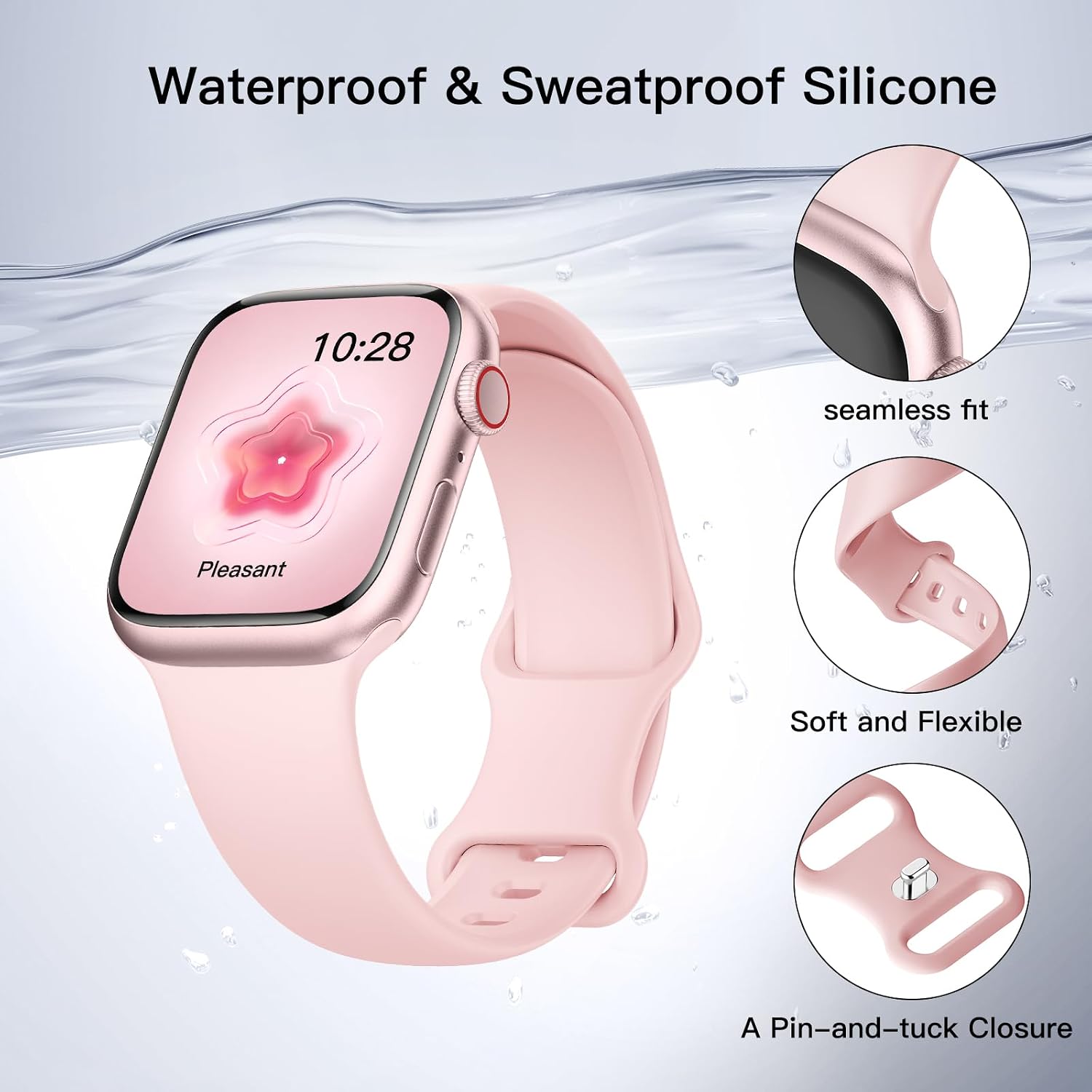Detalle de Yoohoo Soft Silicone Strap 44mm Bright Pink