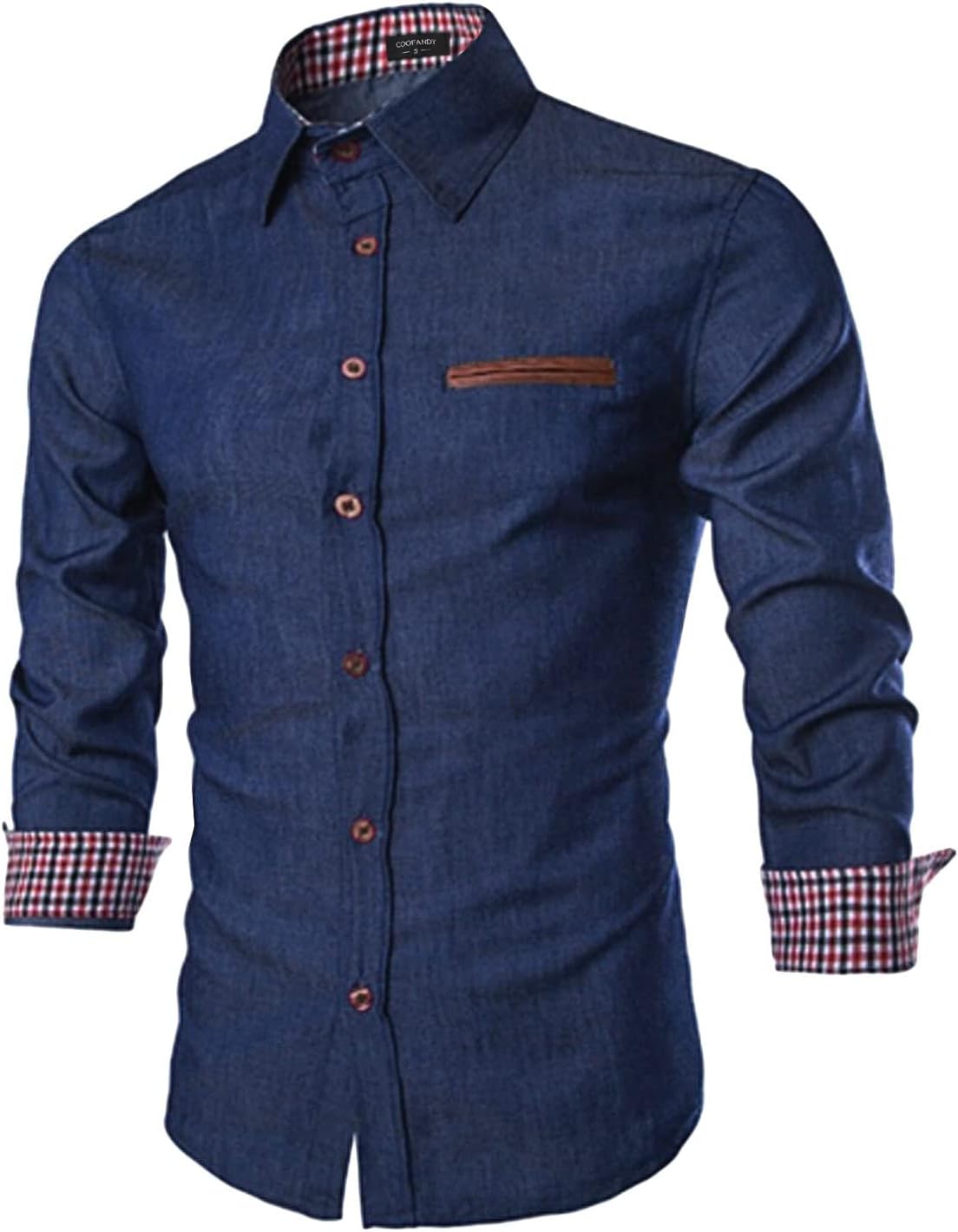 Detalle de COOFANDY Denim Shirt Langarm – Jeanshemd mit Kent-Kragen und Cowboy-Style
