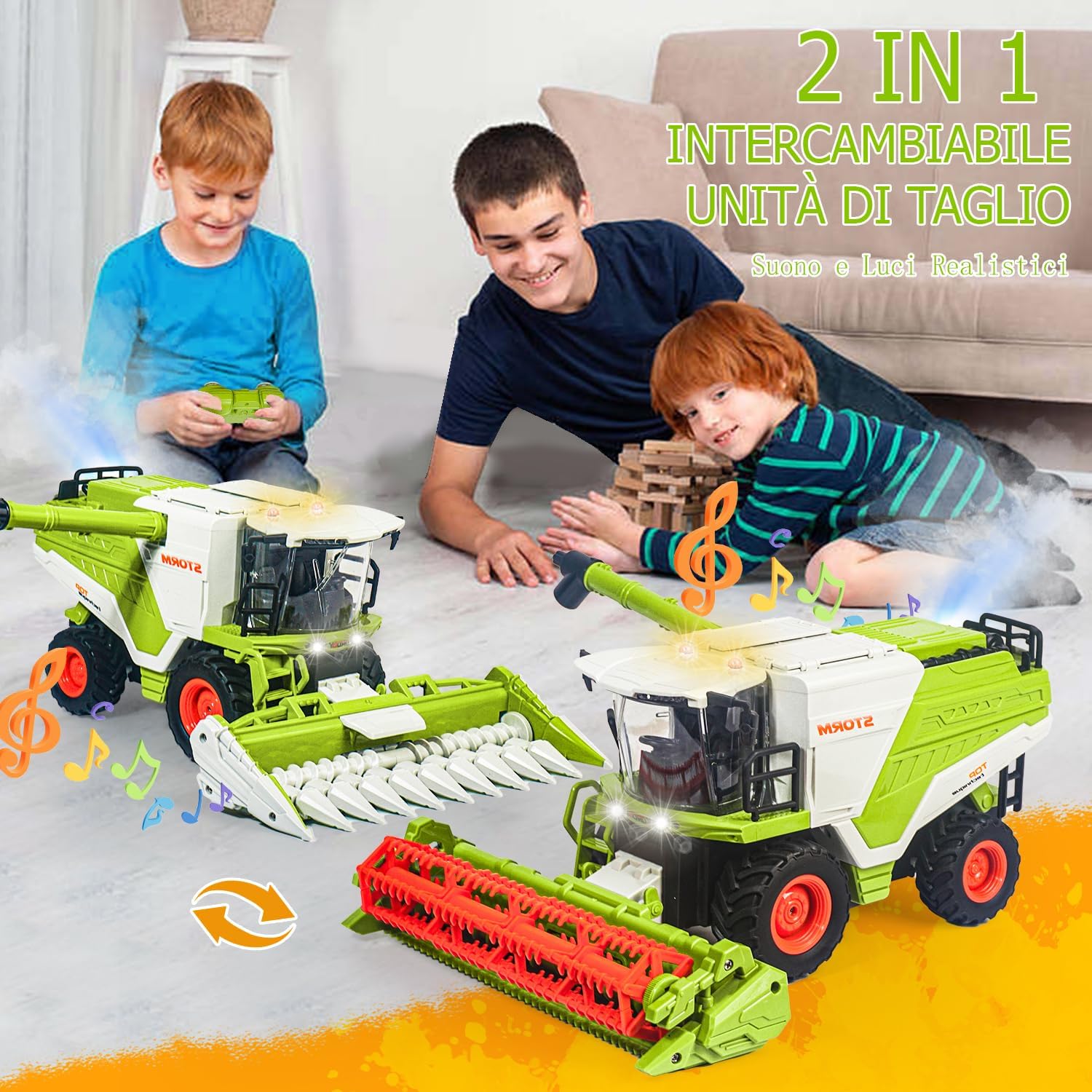 Thumbnail 3 de PENGBU RC Mietitrebbia Giocattolo Telecomandata 2,4 GHz con Spruzzi, Luce e Suono per Bambini 3–6 Anni