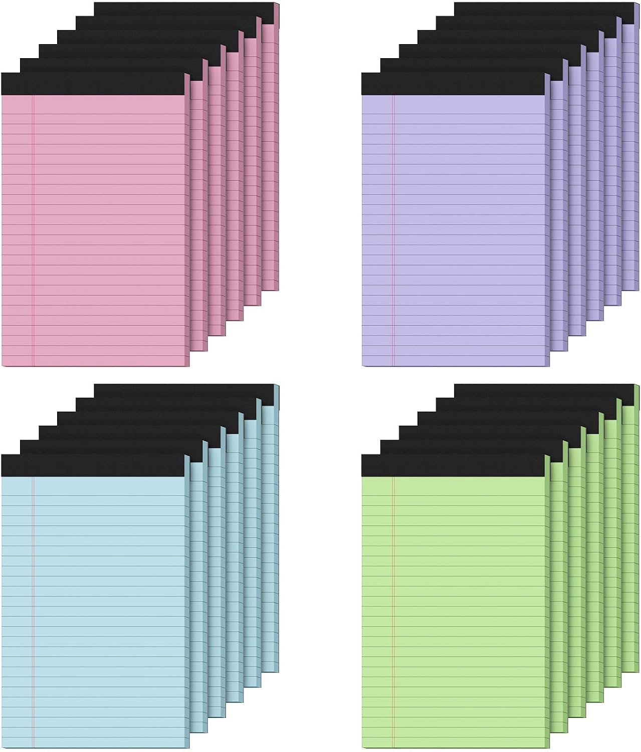 Detalle de PINJINGPRO Colored-5x8-30-24PCS-BGPP 5 x 8-Inch Multicolor Legal Pads, 24-Pack