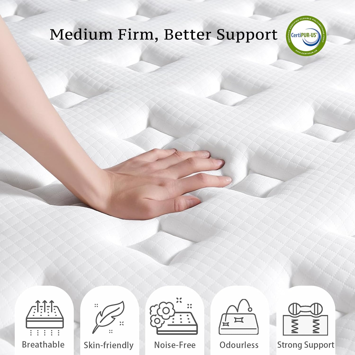 Thumbnail 3 de SEZMOONSI Double Mattress 4FT6 Hybrid Gel Memory Foam Pocket Sprung Mattress