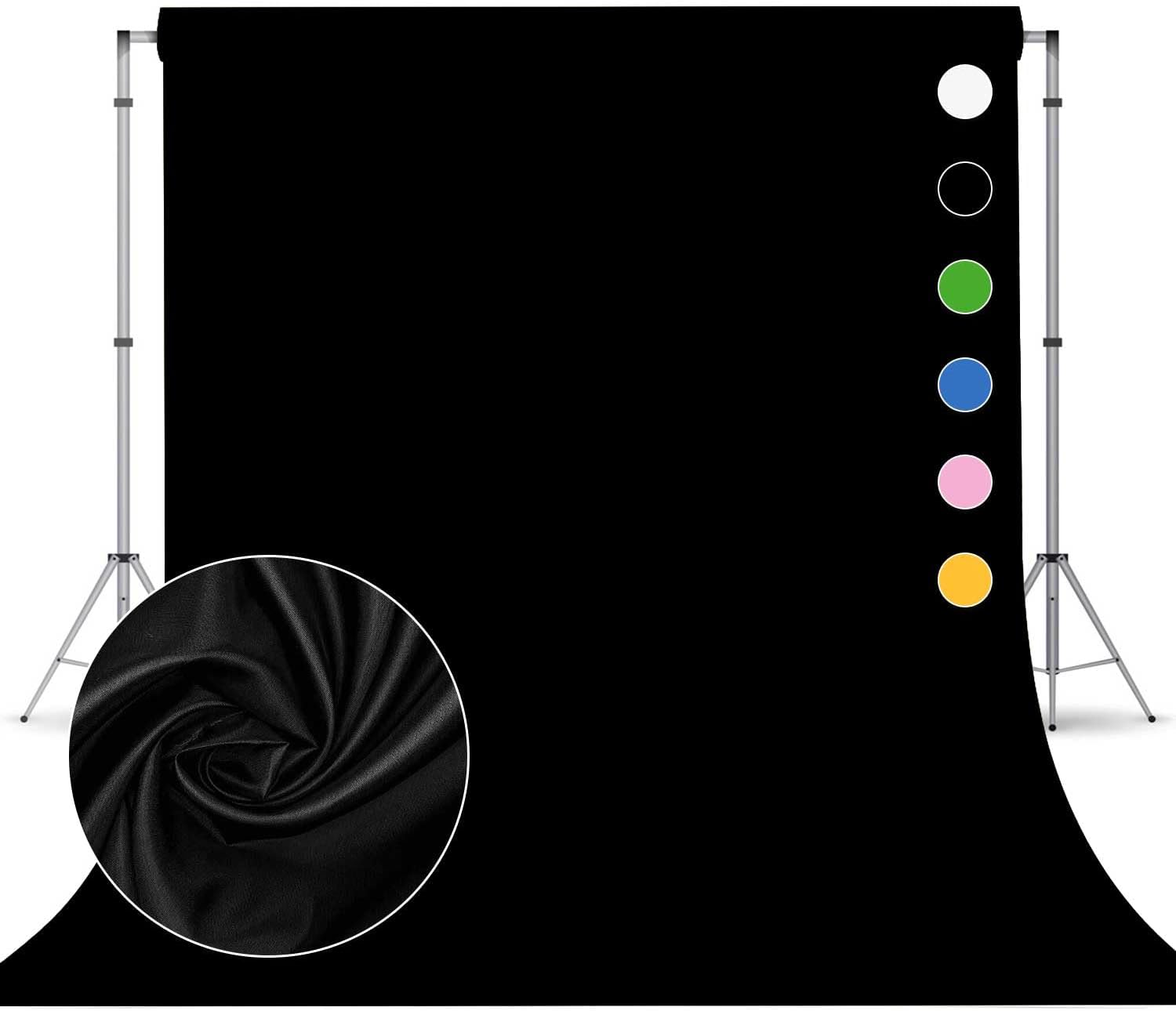 Black Photo Backdrop for Photoshoot (8FTx10FT) Polyester Fabric for Portraits, Product Photos & Video