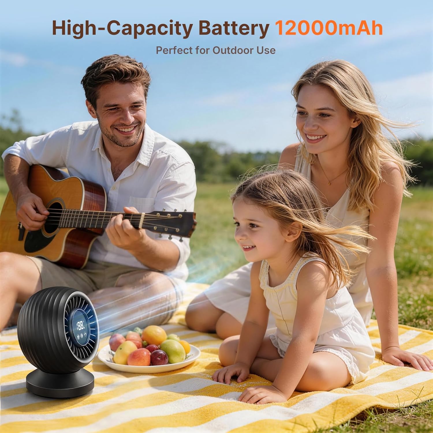 Detalle de Orvyna Ventilatore da Tavolo Silenzioso 22 dB – Circolatore 3D Turbo, 7 Velocità, Display Touch e Timer