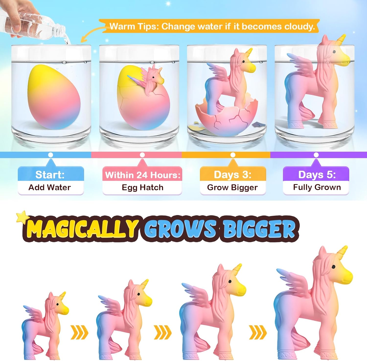 Thumbnail 1 de Unicorn Hatching Rainbow Eggs for Kids 6 Pack 🧩