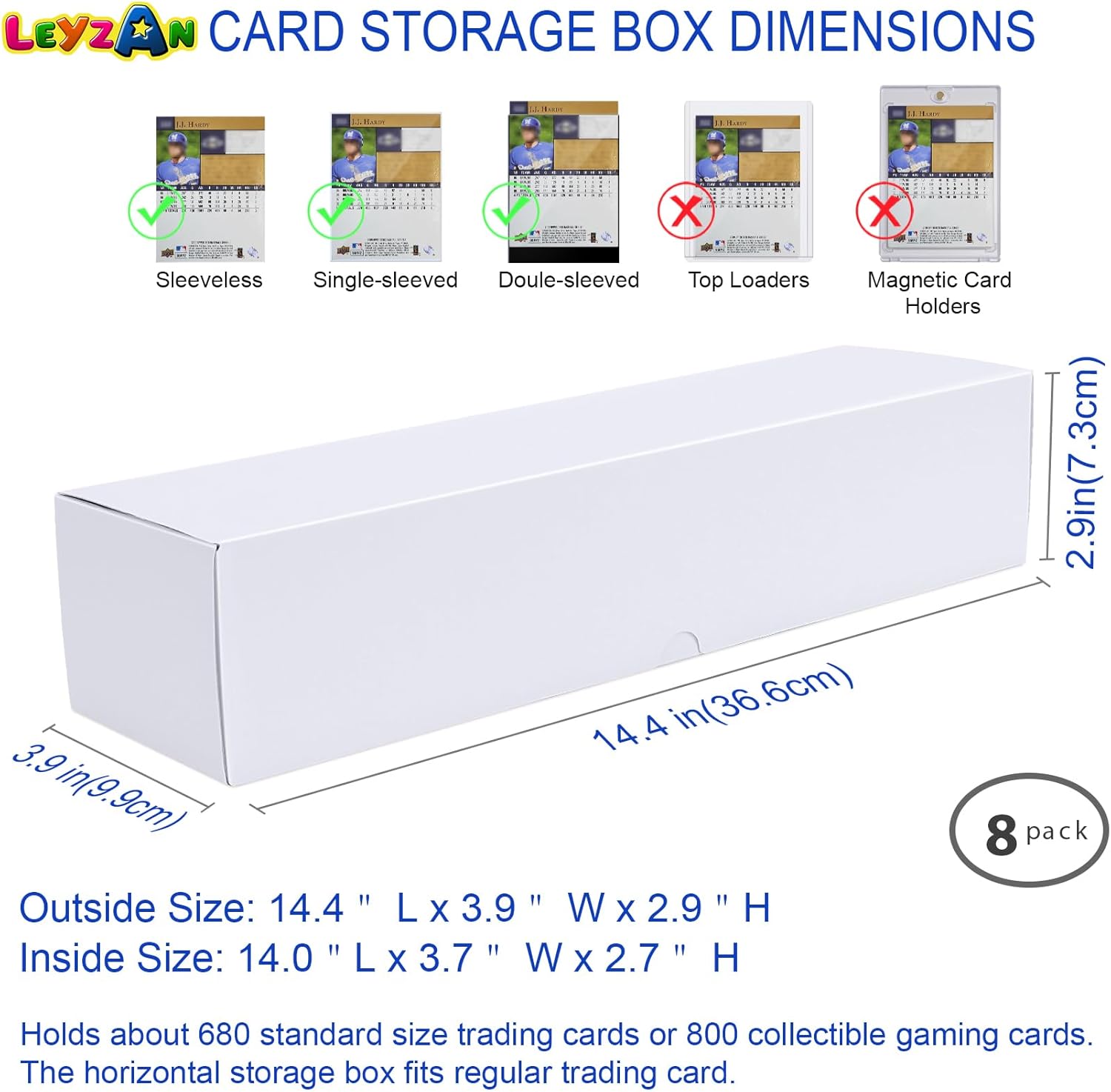 Detalle de Leyzan Trading-Card Storage Box (8-Pack, 1000 Count) with Dividers & Labels