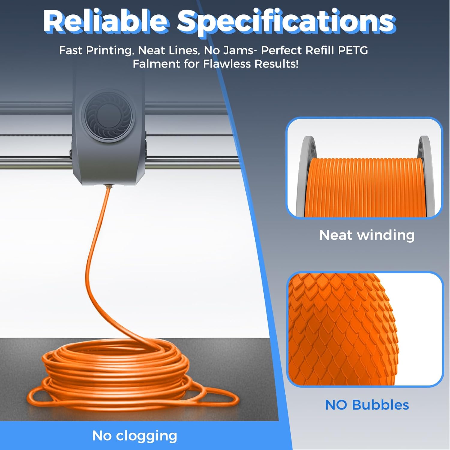 Detalle de Creality PETG Filament Refill 1kg 1.75mm for Bambu Lab Reusable Spool — Orange